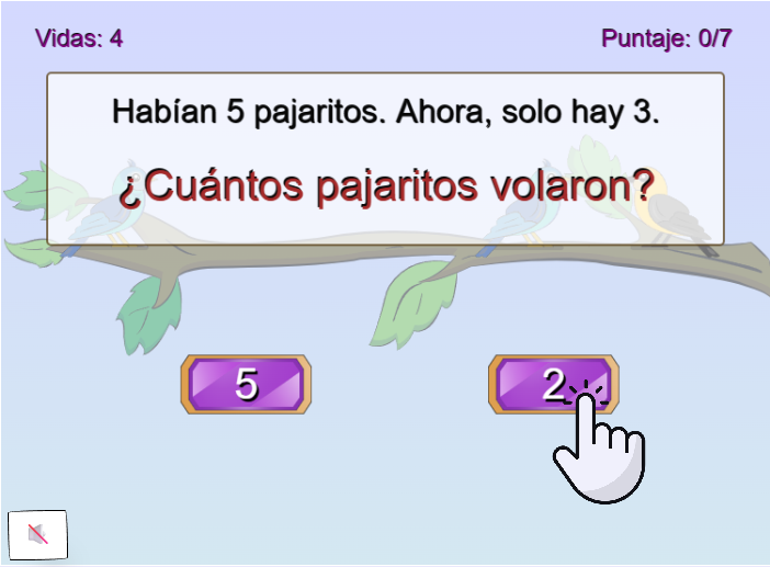 Juego de Restar: Pajaritos Voladores, pregunta interna