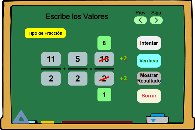 Practica Suma de Fracciones Homogéneas - Pizarra 1