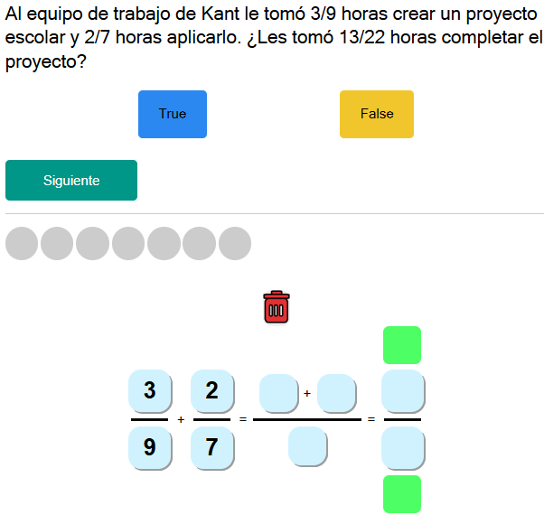 Test de suma de fracciones heterogéneas