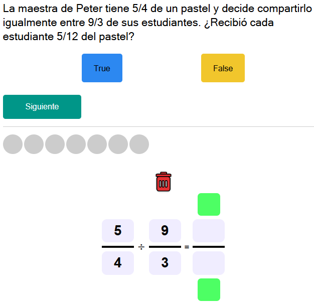 Test de división de fracciones