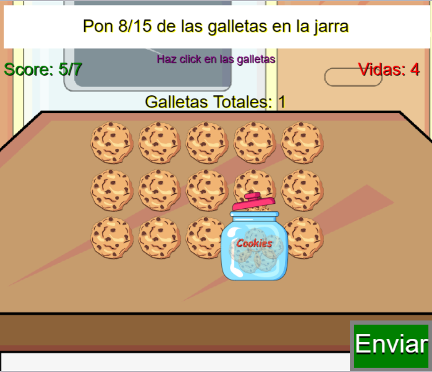 Juego de fracción: Mi pequeña cocina, tomando porciones de galletas