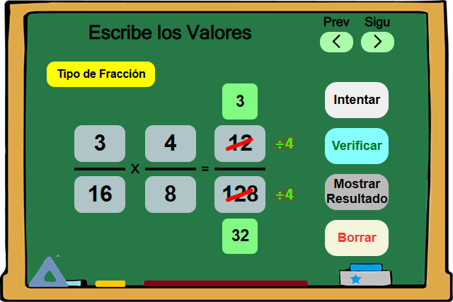 Practica Multiplicación de Fracciones - Pizarra 1