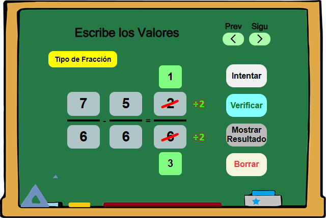 Practica Resta de Fracciones Homogéneas - Pizarra 1