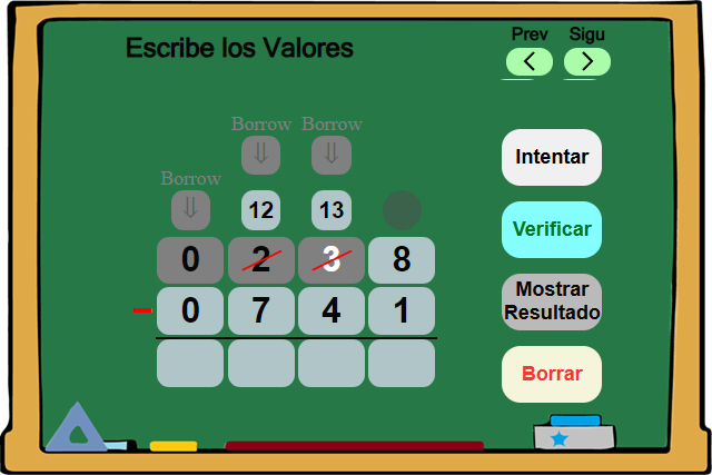 Practicar resolución de restas difíciles