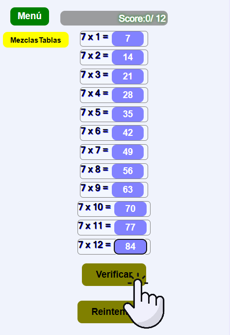 Juego de tablas de multiplicar