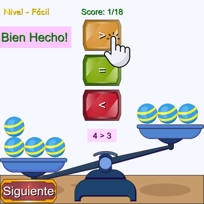 Comparar números, juego de matemáticas