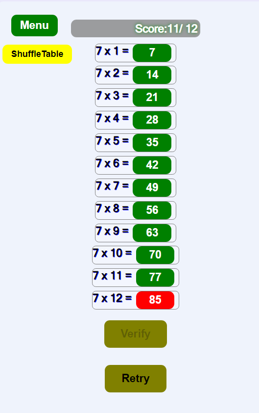 Las Tablas de Multiplicar - Juego de Multiplicación