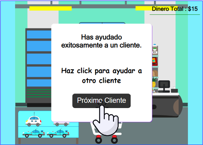 Juego de matemáticas Mi Pequeña Tienda: Cliente asistido exitosamente