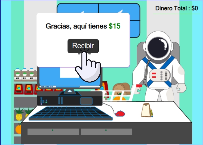 Juego de matemáticas Mi Pequeña Tienda: Recibiendo el dinero de la venta
