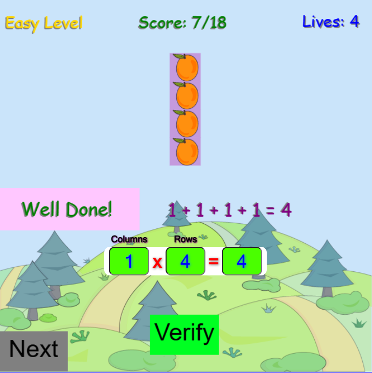 Juego: Sumas Repetidas Para Multiplicar Usando Arreglos