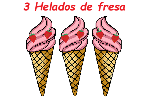 Contando 4 helados de fresa