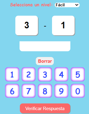 Test de restas nivel fácil